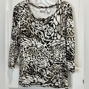 Weekends by Chico’s abstract animal print long sleeve cotton pullover Chico’s 2